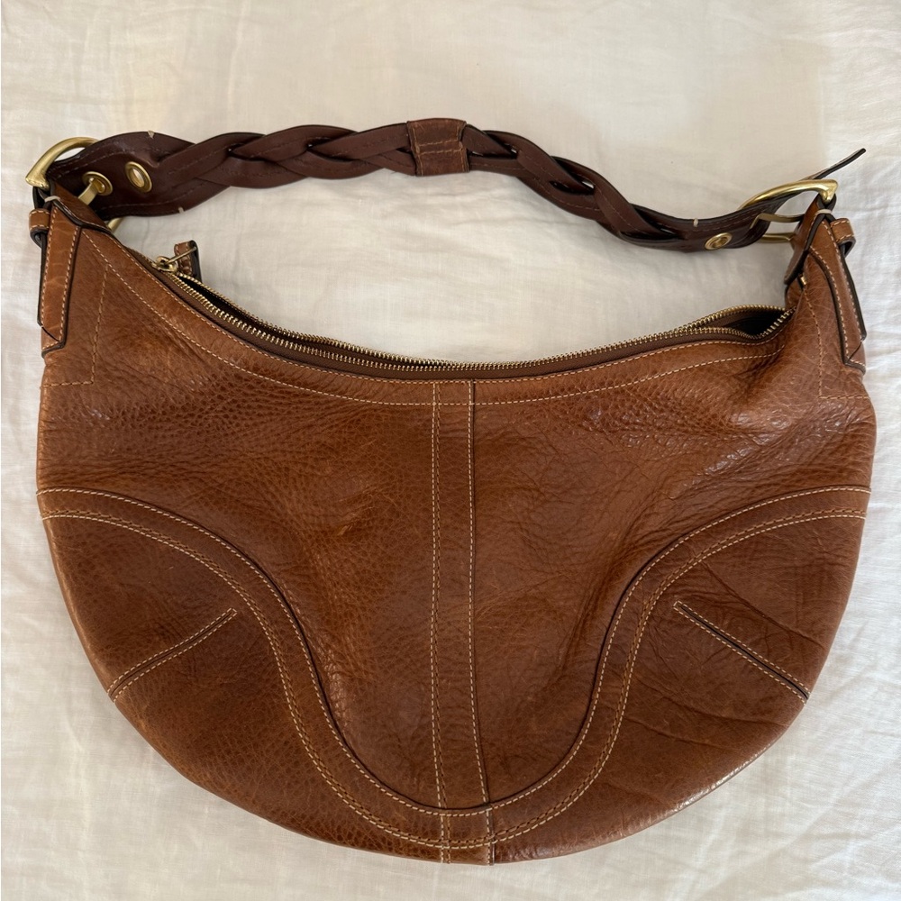 Vintage Coach Brown Leather Hobo Bag